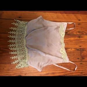 Lilac lace and satin crop top.